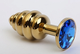 Золотистая металлическая пробка с синим кристаллом