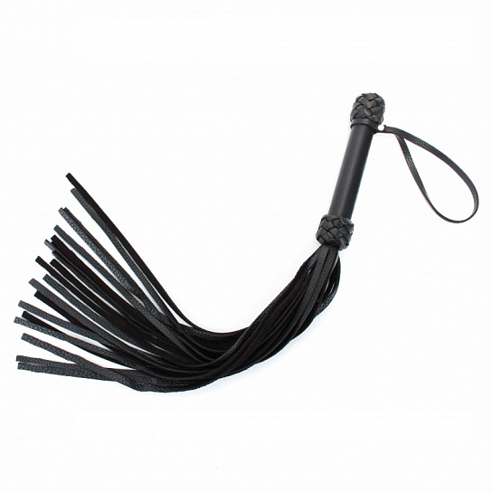 Плеть BDSM-Арсенал из черной кожи с плетением турецкая голова