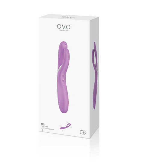 Двойной вибратор-Rabbit для женщин OVO E6, розовый 22,5 см