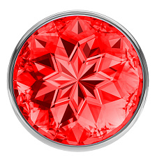 Анальный серебристый страз Diamond Clear Sparkle Small S, красный