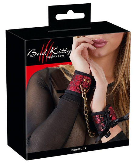 Мягкие наручники Handcuffs Asia, черно-красные