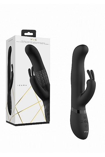 Вибромассажер-кролик Izara со стимулирующими бусинами, черный