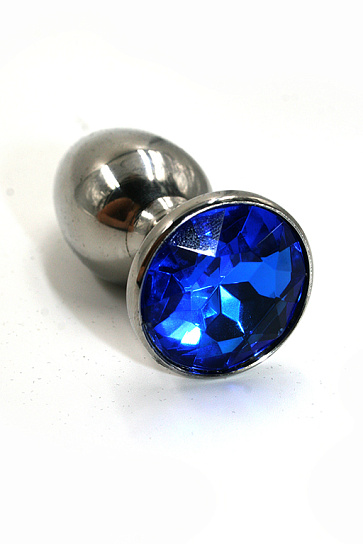 Анальная пробка из аллюминия с синим кристаллом