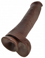 Реалистичный фаллоимитатор-гигант King Cock темно-коричневый 34,3 см