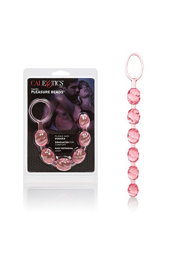 Анальные шарики Swirl Pleasure бирюзовые, из ПВХ, розовые