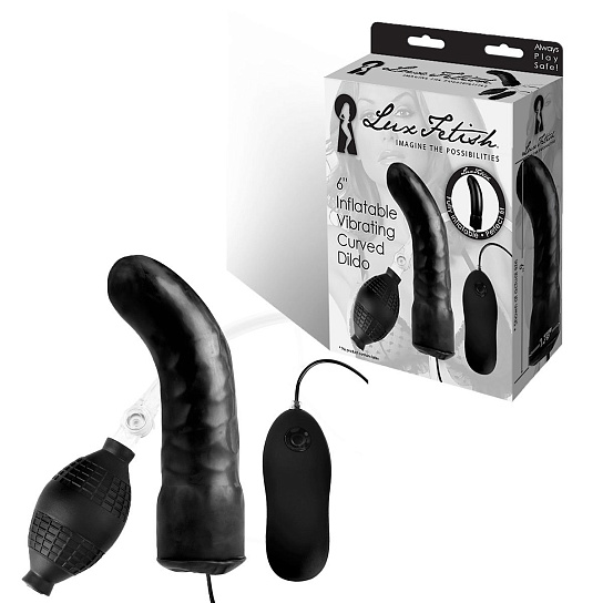 Изогнутый надувной дилдо с вибрацией Lux Fetish, черный