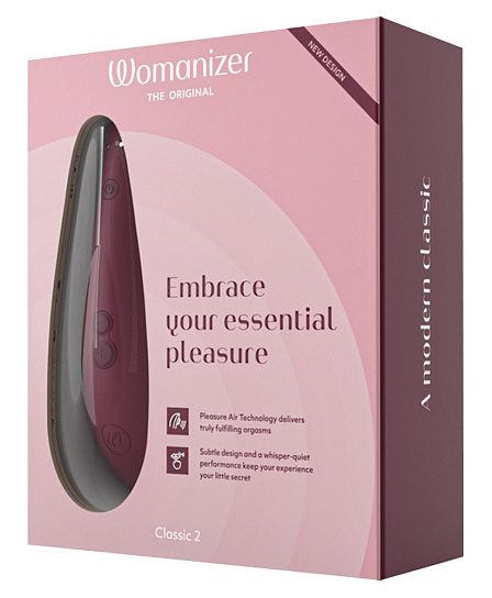 Стимулятор клитора с вакуумно-волновым воздействием Womanizer Classic 2, бордовый