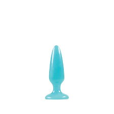 Анальная пробка мини Firefly Pleasure Plug - Mini светящаяся, голубая