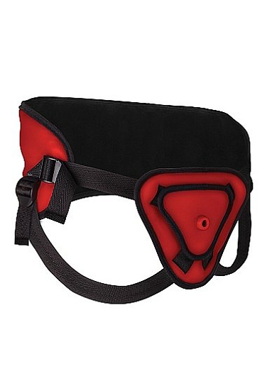 Член на удобных трусиках Deluxe Silicone Strap On, 25 см, красный