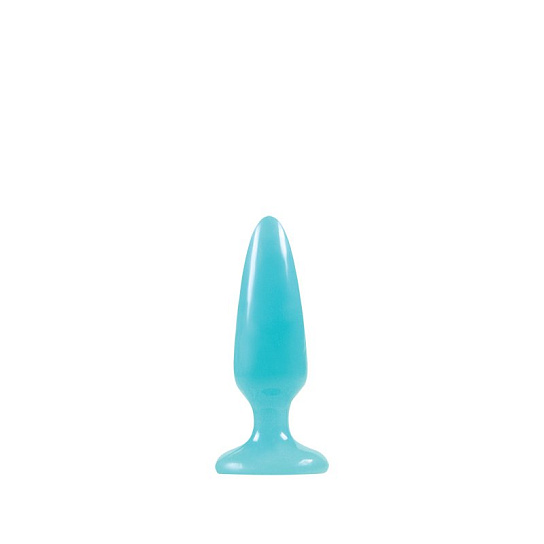 Анальная пробка мини Firefly Pleasure Plug - Mini светящаяся, голубая