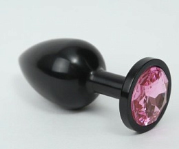 Брутально-черная анальная пробка из металла, 4sexdream, розовый