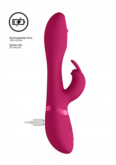 Вибромассажер кролик Mira с функцией ротация, розовый