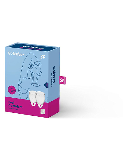 Набор менструальных чаш Satisfyer Feel Confident с петелькой, 2 шт, прозрачные Набор менструальных чаш Satisfyer Feel Confident с петелькой, 2 шт, прозрачные