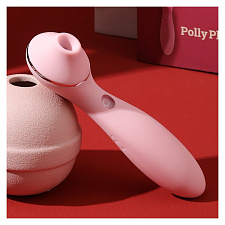 Вакуумно-волновой стимулятор с подогревом и вибрацией KisToy Polly Plus, розовый