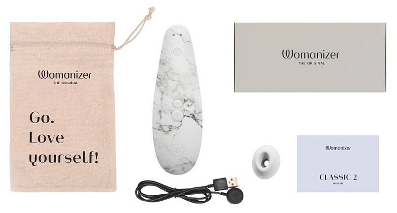 Вакуумно-волновой стимулятор клитора Womanizer Marilyn Monroe, белый мрамор