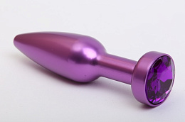 Металлическая анальная пробка фиолетовая с фиолетовым кристаллом