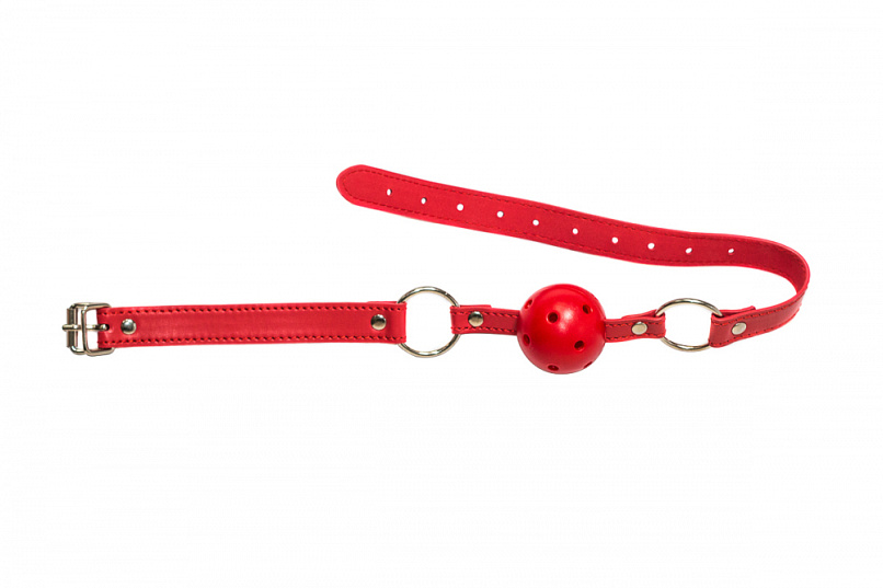 Красный кляп с шариком с отверстиями FIRECRACKER