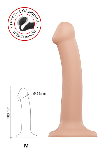 Страпон на присоске из нежного силикона Strap-on-me, 18 см, телесный