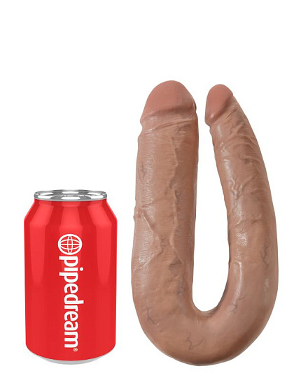 Фаллос двухголовый большой U-Shaped Large Double Trouble 17.8 см, загорелый