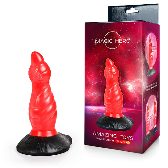 Яркий фаллоимитатор на присоске Magic Hero 19 см, красный