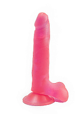 Розовый фаллоимитатор из геля на присоске Love Toy 16,5 см