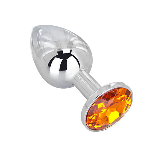 Мини-плаг из стали с оранжевым кристаллом