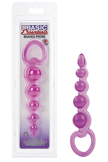 Анальная цепочка Beaded Probe для стимуляции с кольцом, розовая