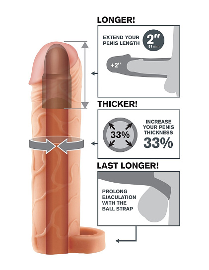Увеличивающая насадка на член Perfect 2 Extension, телесная