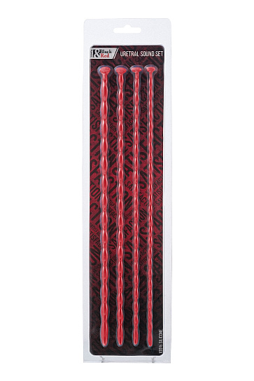 Набор уретральных зондов TOYFA Black&Red, 4 штуки, красный