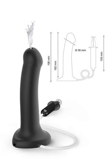 Ремневой страпон с имитацией семяизвержения Strap-on-me, 19.6 см, черный