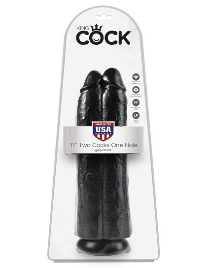 Дилдо двойной на присоске King Cock 11 Two Cocks One Hole, черный, 28 см Дилдо двойной на присоске King Cock 11 Two Cocks One Hole, черный, 28 см