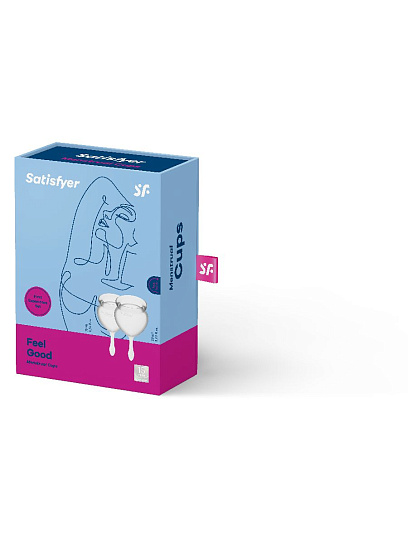 Набор менструальных чаш с хвостиком-капелькой Satisfyer Feel Good, 2 шт, прозрачные Набор менструальных чаш с хвостиком-капелькой Satisfyer Feel Good, 2 шт, прозрачные