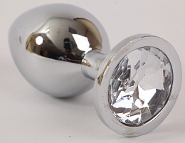 Анальная пробка серебряная с кристаллом, Luxurious Tail, L