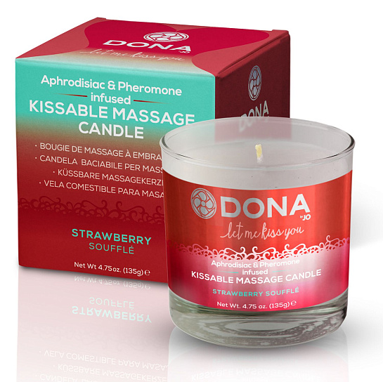 Вкусовая массажная свеча DONA Strawberry Souffle, 135 мл
