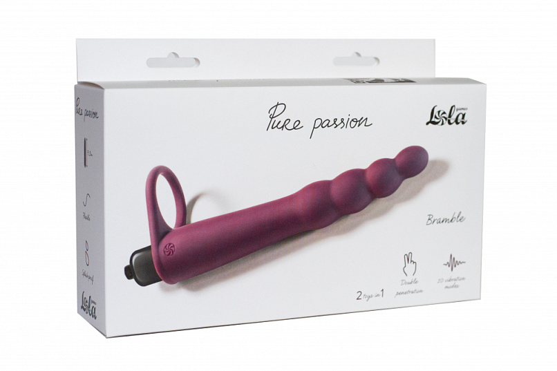 Вибронасадка для двойного проникновения Pure Passion Bramble, бордовая