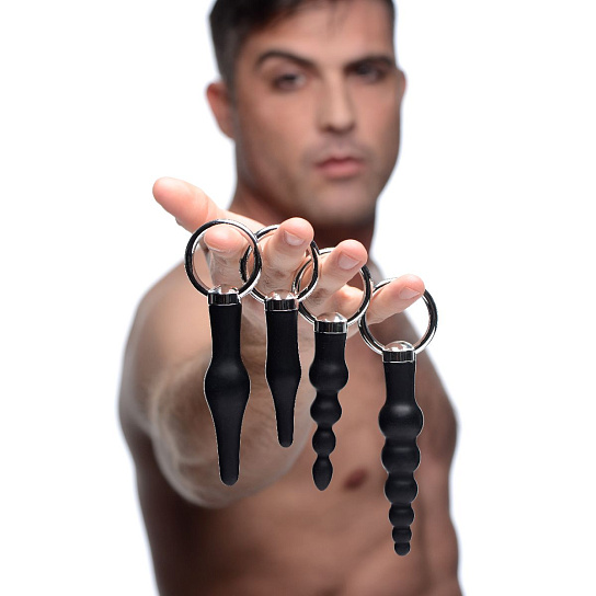 Набор анальных стимуляторов 4 Piece Silicone Anal Ringed