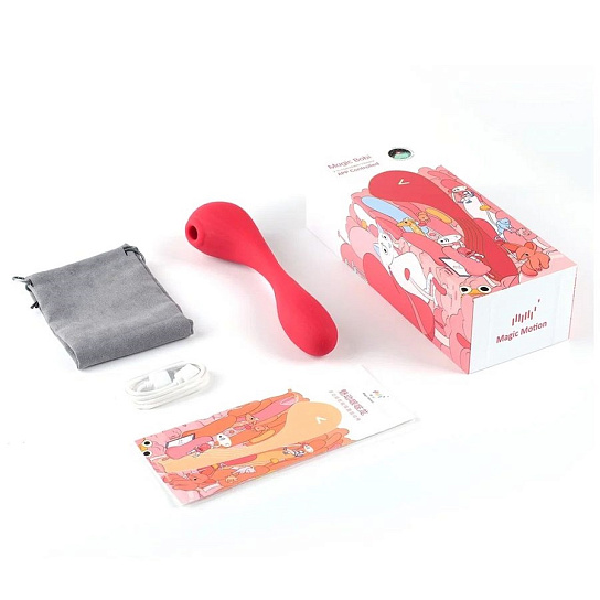 Вибратор Magic Motion Bobi вакуумно-волновой с мобильным приложением, красный