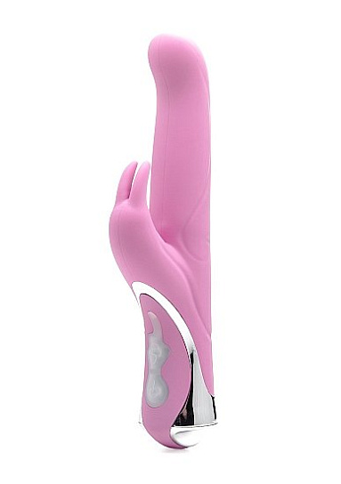 Вибратор с клиторальным отростком в виде зайчика RABBIT, розовый