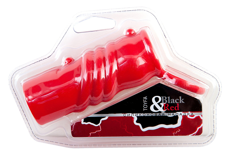 Силиконовая насадка с кольцом Black & Red ToyFa, красная