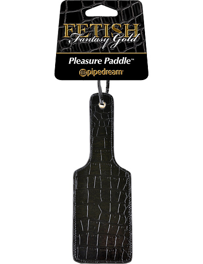 Слэппер Pleasure Paddle из кожи под крокодила, черная