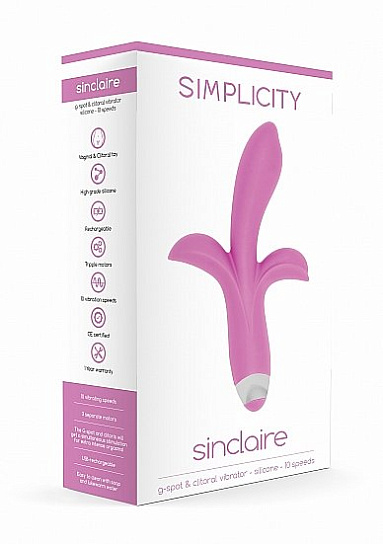 Вибратор с изогнутой головкой и двумя отростками Sinclaire, розовый