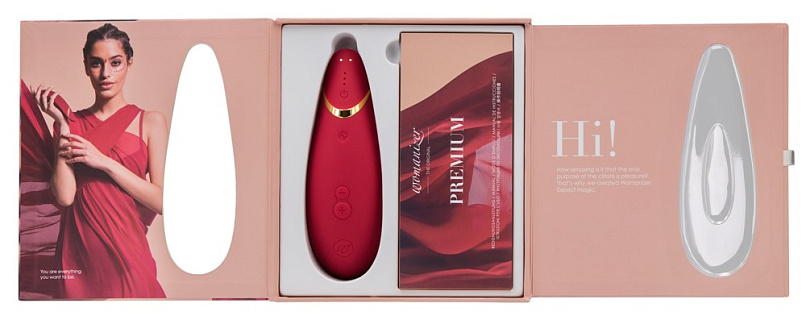 Стимулятор клитора Womanizer Premium, красный