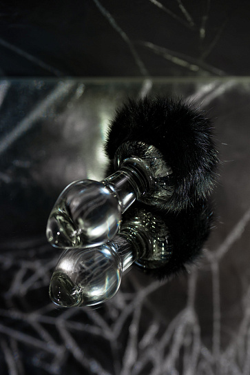 Стеклянная анальная пробка Sexus Glass 226, 13.5 см, черная