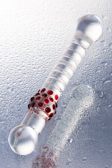 Стеклянный ребристый фаллоимитатор Sexus Glass, 22 см