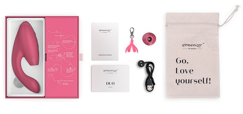 Клиторальный стимулятор Womanizer Duo с технологией Smart Silence, розовый