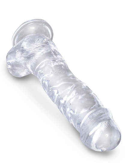 Фаллоимитатор с мошонкой на присоске King Cock Clear 8, прозрачный