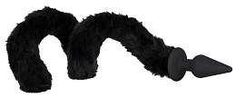 Забавная анальная пробка Cat Tail черного цвета