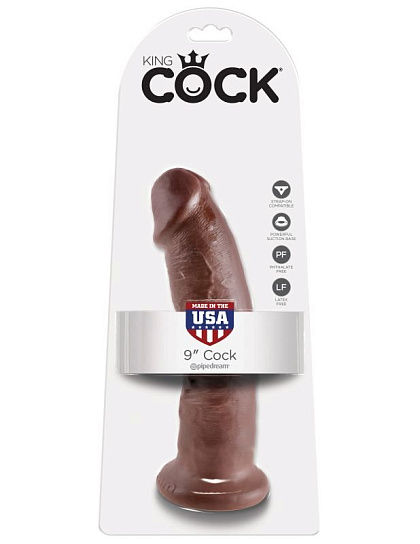 Фаллоимитатор на присоске King Cock 9, 21.2 см, темно-коричневый
