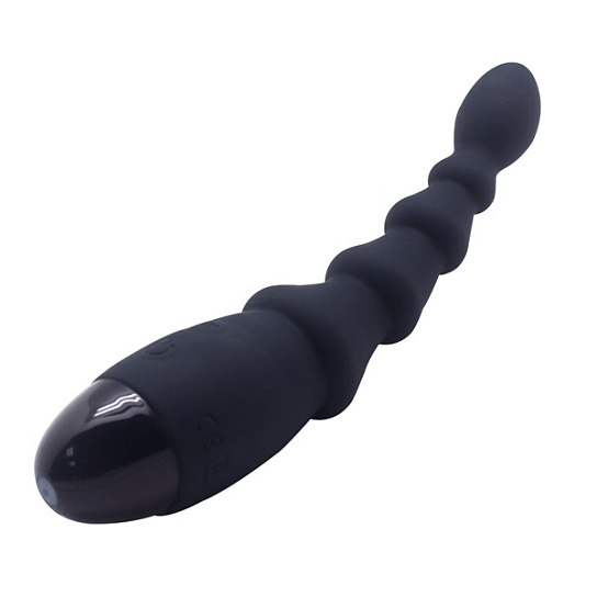 Силиконовый анальный вибростимулятор, черный
