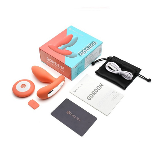 Массажер простаты с вибрацией и пультом KisToy Gordon, оранжевый